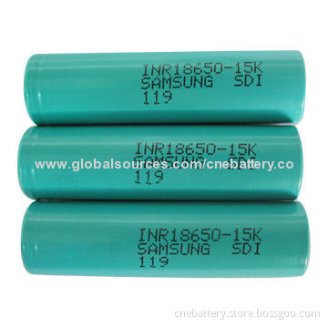 Brand New Li-ion Batteries for Samsung, 15C High-rate Discharging, Model INR18650-15K, 1,500mAh